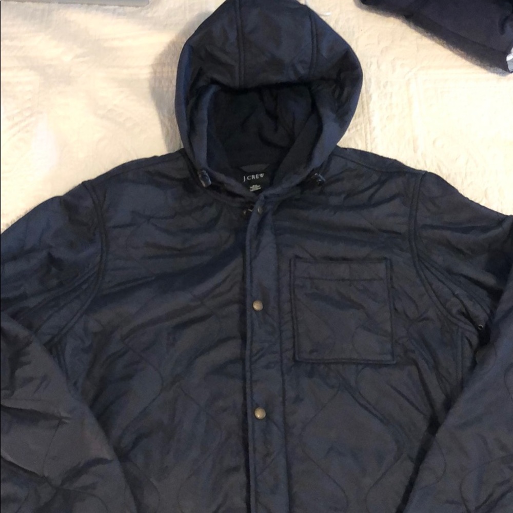 Navy fleece lined quilted coat from J.Crew